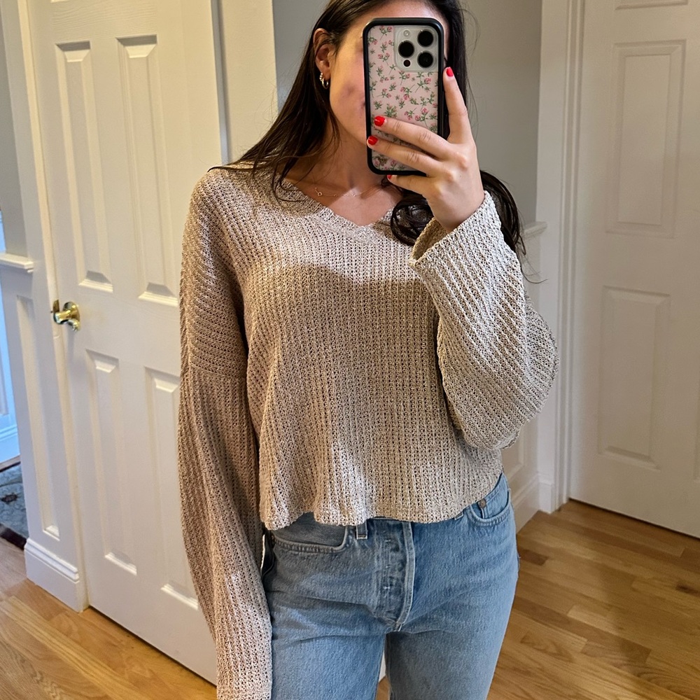 Tan Knitted Cropped Sweater NWT